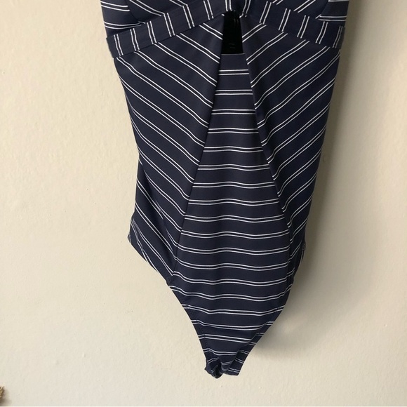 Athleta Piha Navy Blue & White Striped Swimsuit XS - Picture 5 of 8